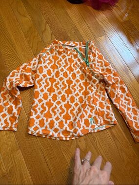 Cabana Life Kids Orange and White Geometric Rashguard